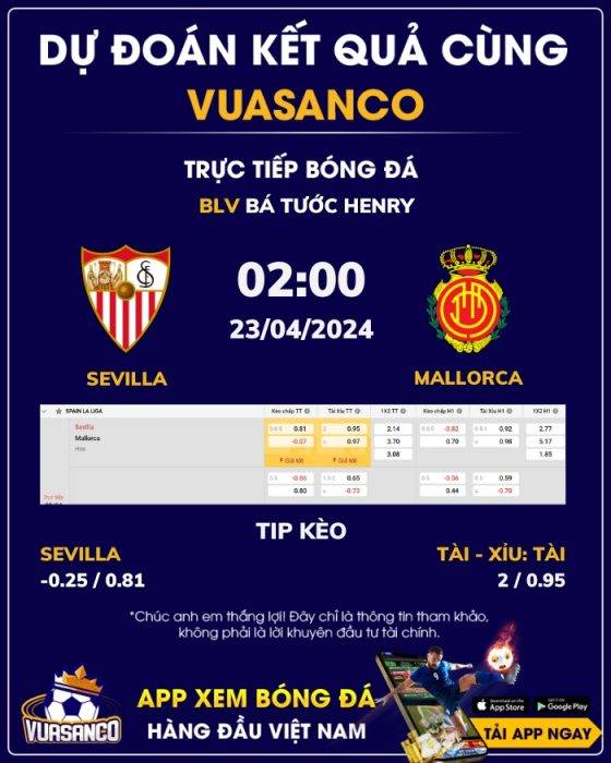 Soi kèo Sevilla vs Mallorca – 02h00 – 23/04 – La Liga